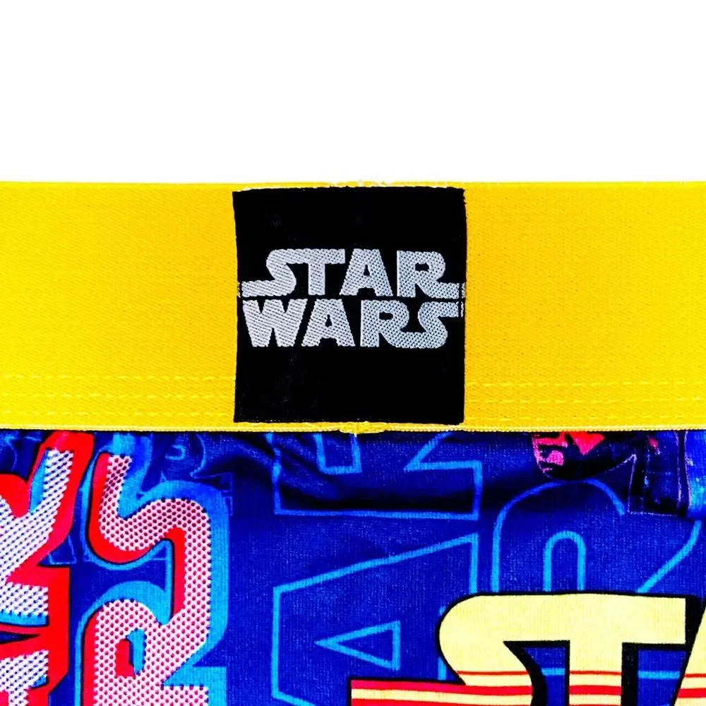 Star Wars Crazy Boxer Briefs Mens Large Underwear Disney Gift Logo Blue Yellow